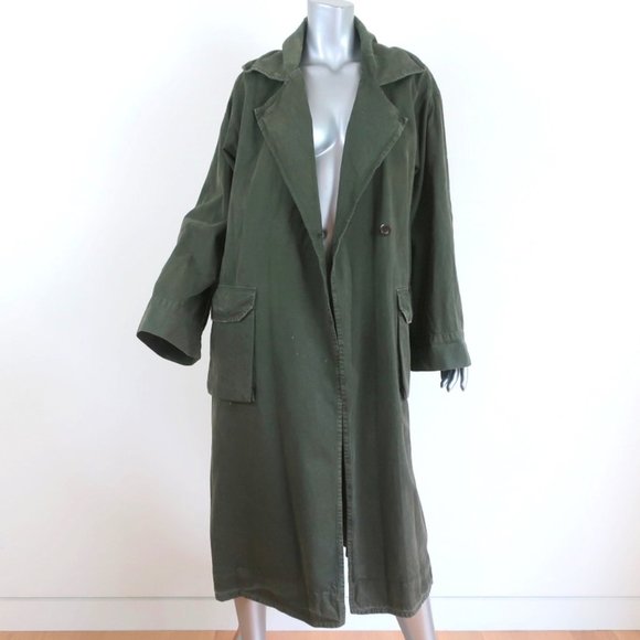 Raquel Allegra Jackets & Blazers - RAQUEL ALLEGRA MILITARY TRENCH COAT OLIVE COTTON